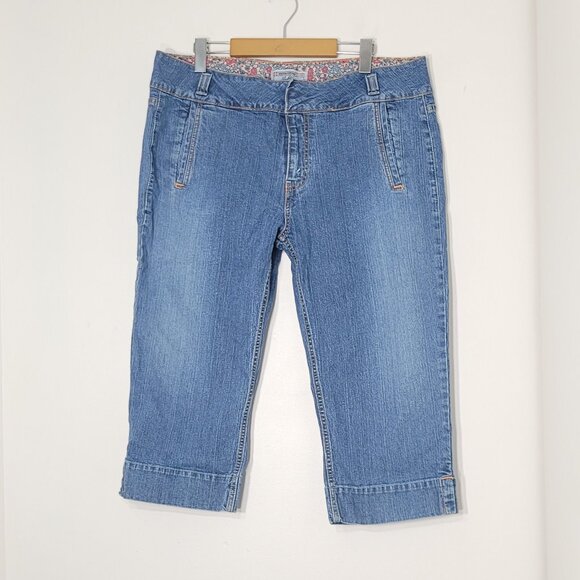 Levi's Strauss Signature Women's Blue Pockets Mid-Rise Stretch Denim Capri Jean - Picture 1 of 13